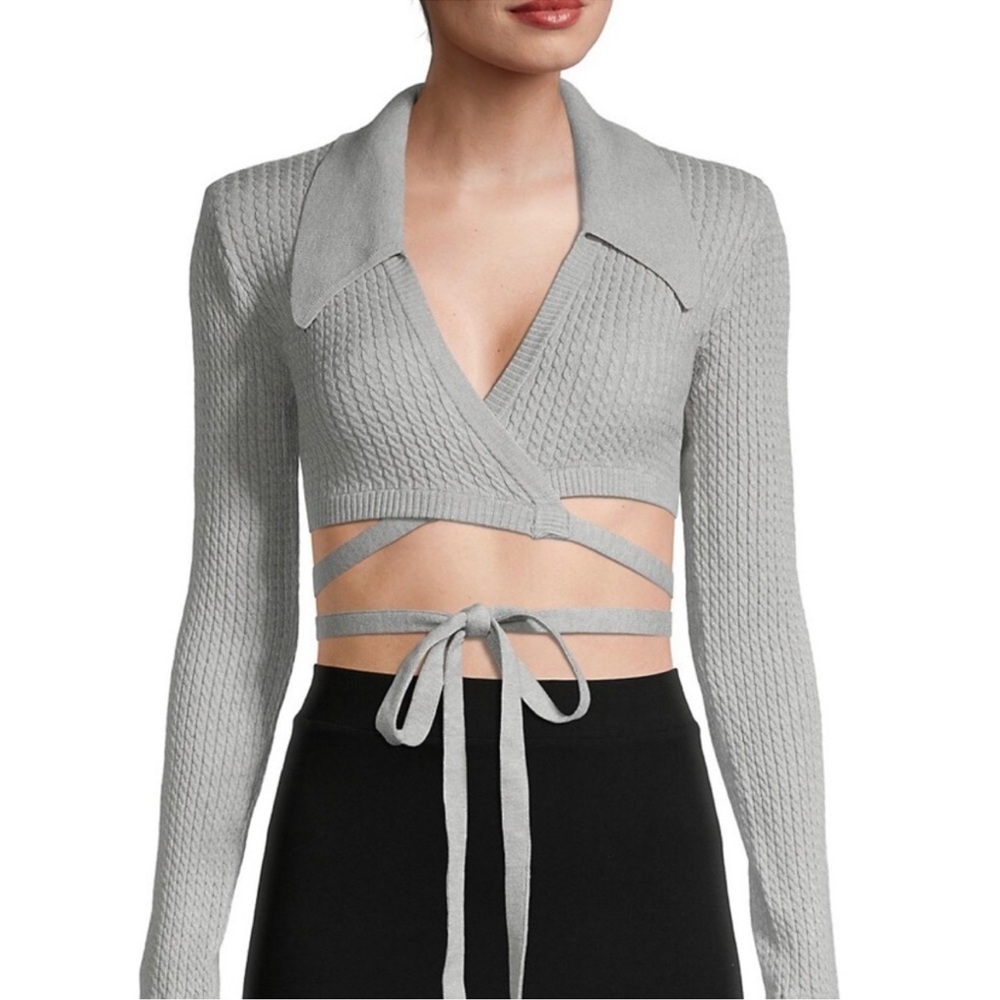 WeWoreWhat grey wrap around crop top